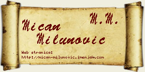 Mićan Milunović vizit kartica